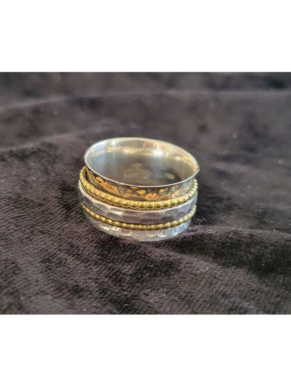 Vtg 925 and Brass Men's Meditation Spinner Ring Size 11 1/2
